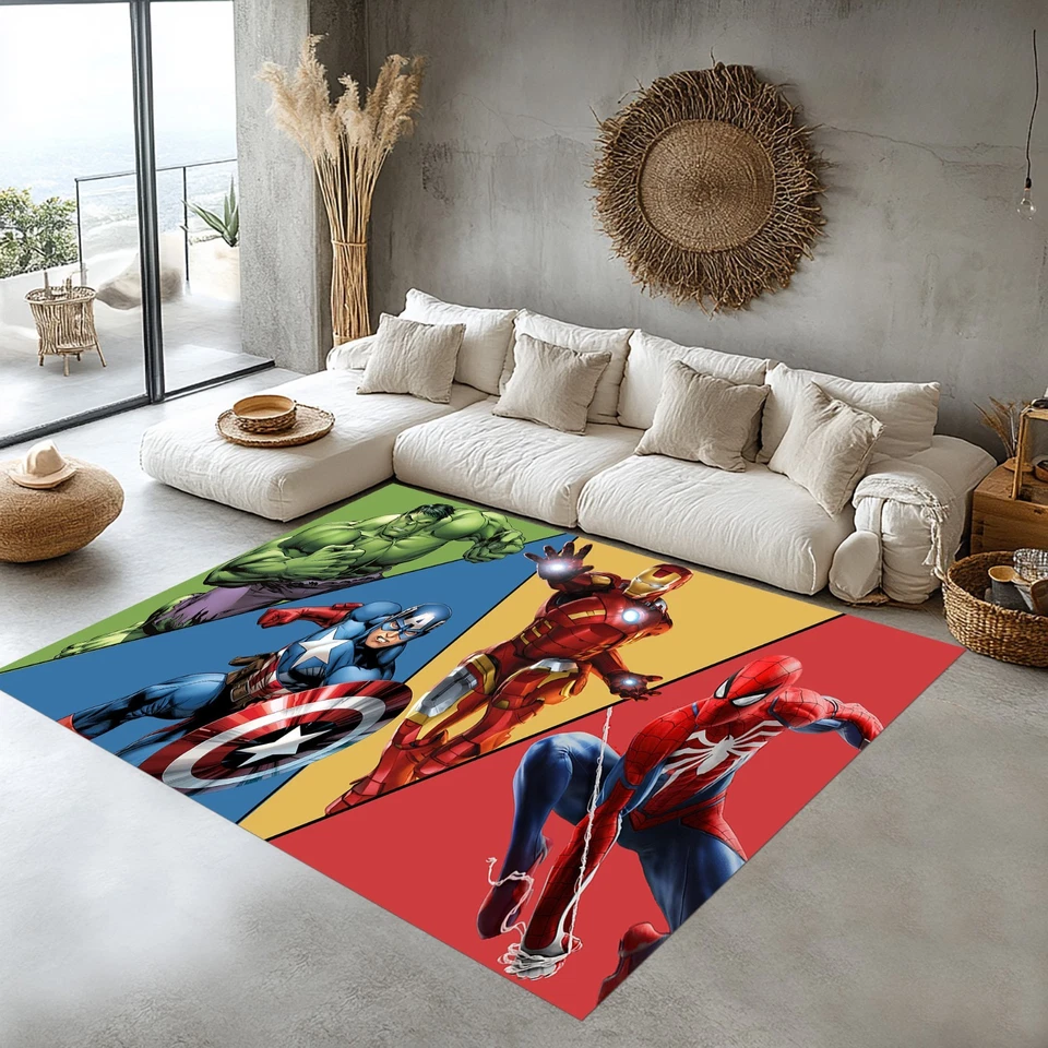 Alfombra Spiderman, Alfombra Marvel Hero, Alfombra Decoración Superhéroe, Alfombra Abanico, Alfombra Superhéroe Foto 2 de 4