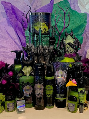 #ad 14Pc Set Bath amp; Body Works DISNEY Villains MALEFICENT w Castle Holder amp; Candle $229.95