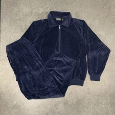 Vintage Norm Thompson Velvet Velour Track Suit Full Set Mens 2XL Jacket & Pants