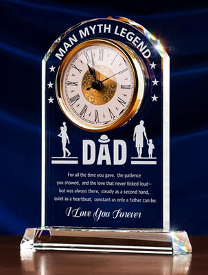 Dad Crystal Clock Gifts from Daughter or Son,Elegant Desk Clock with Base for Ch
