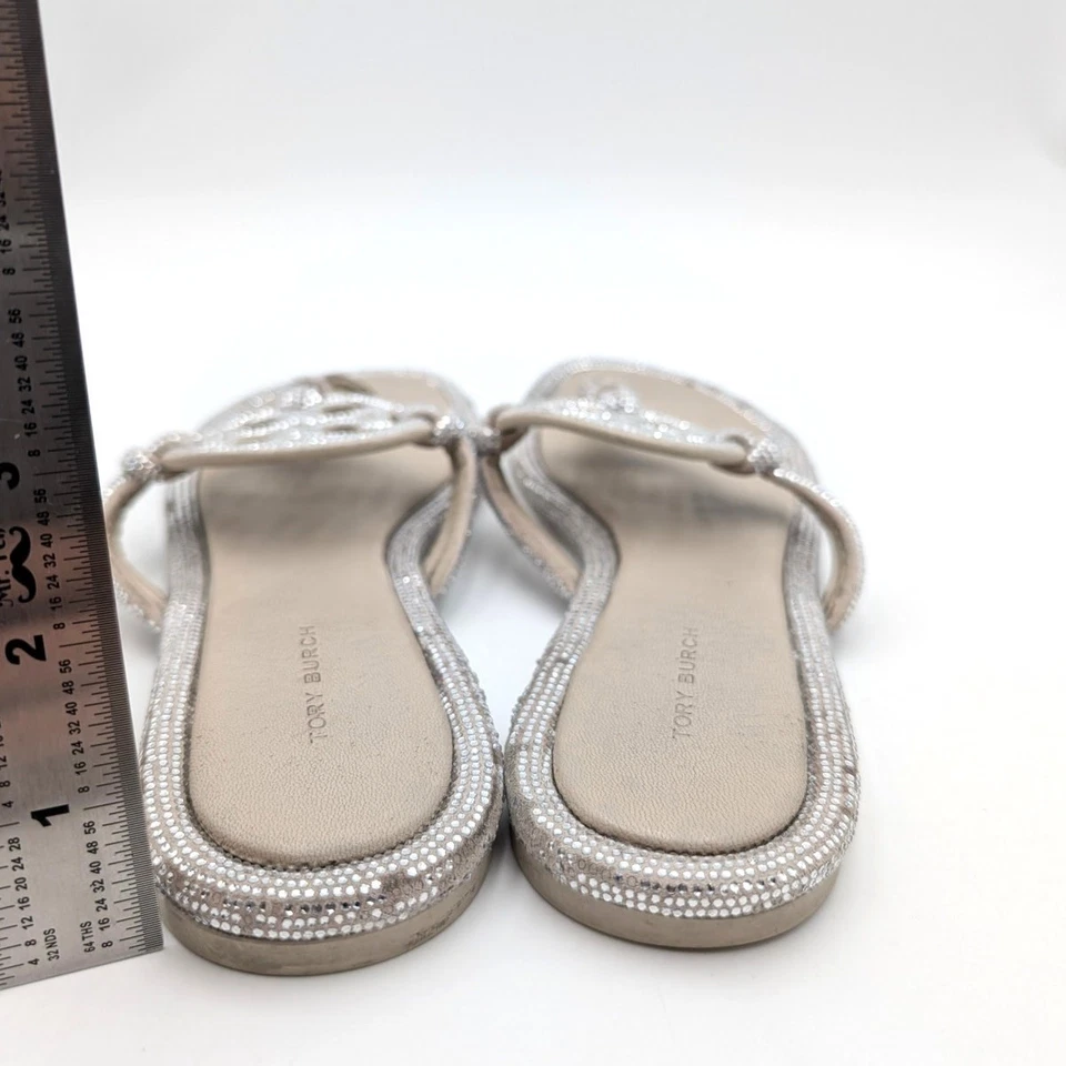 Tory Burch Miller Pave Knotted Leather Sandals Women’s Stone Gray Size US9M - Image 4 of 4