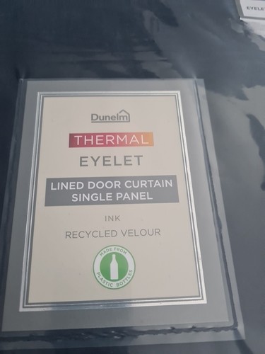 Dunelm Moderner Thermo Ösen Türvorhang 46x86 in Marineblau Velours - Bild 3 von 12