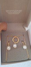 Schmuckset goldfarben/weiß mit Perlen: Halsk...