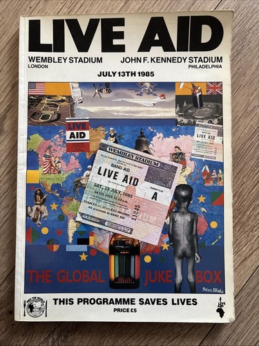 Live Aid 1985 Concert Ticket Stub Wembley Stadium UK And Programme - Foto 1 di 16