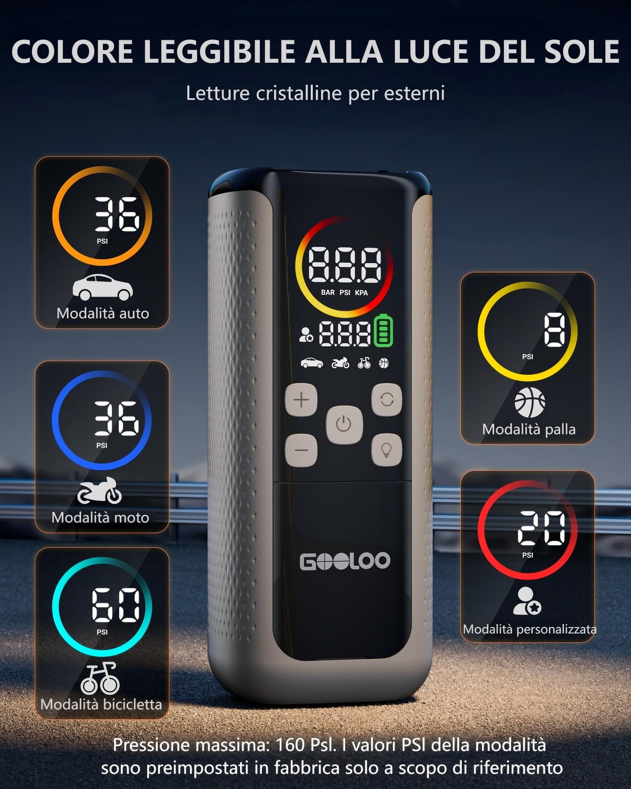 Compressore D'aria Elettrico Gt160 Dual 160 Psi (11 Bar) Pompa Pneumatici 4x, Go - Miniatura 10