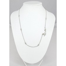 Romantic Dainty 925 Silver Cursive Love Necklace w Clear Stones Valentine's Day