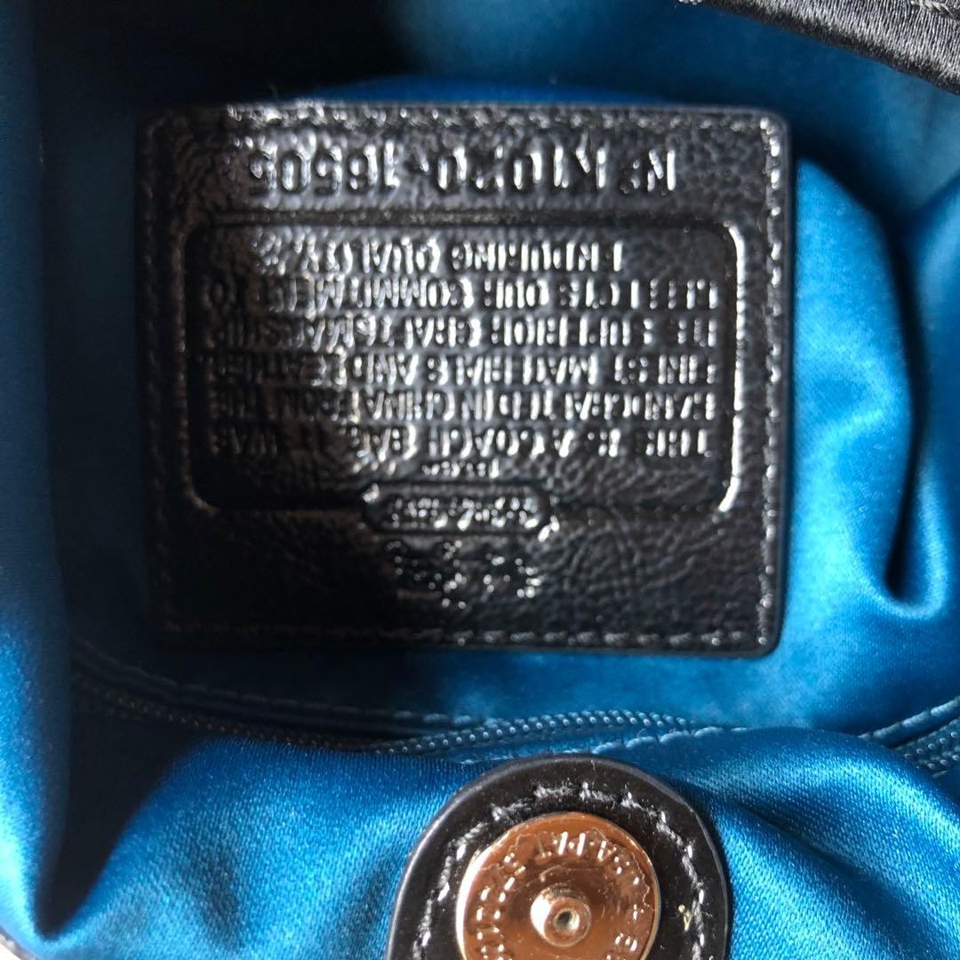 COACH Madison Maggie Op Art Shoulder Bag Black Blue Canvas Authentic Rare image 5