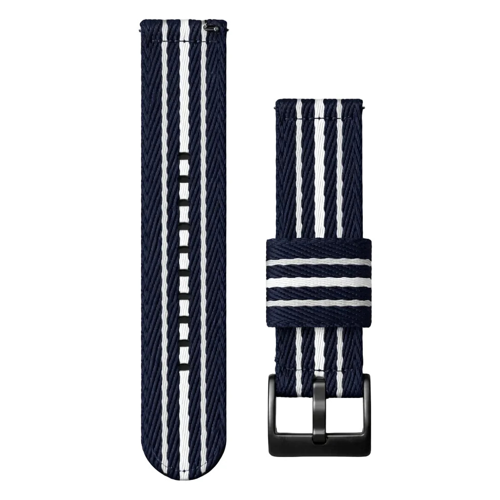 Bracelet de montre en nylon bleu marine blanc gris universel 20mm