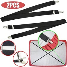 2x Bed Sheet Fastener Adjustable Elastic Suspenders Straps Covers Clips Gripper