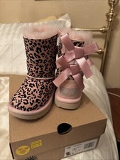 Toddler Girl Ugg Boots Size 7 Leopard  Pink Fur Lined
