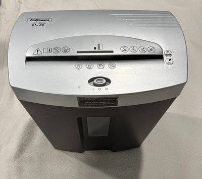 Fellowes P-7C Powershred Cross-Cut Paper Card Shredder 4.5 Gallon Bin 9'' Entry
