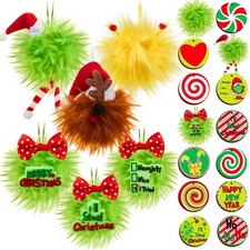24 Pcs Whimsical Lime Green Furry Christmas Ball Tree Ornaments Decoration Se...