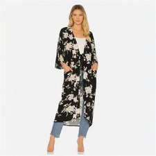 Spiritual Gangster Maya black floral print kimono