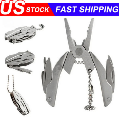 Portable Multi-Tool Pliers Combo Knife Bit ScrewDriver Keychain -Stainless Steel