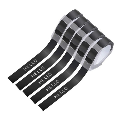 5Er-Pack Etikettenband für PräGeband 12 Mm 3D-PräGeetiketten, auf9440