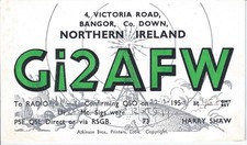 Vintage Gi2AFW Bangor Co. Down Northern Ireland 1956 Amateur Radio QSL Card