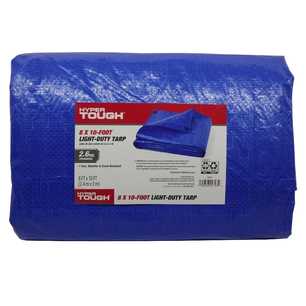 Weather Resistant Light Duty 8 x 10 Polyethylene Tarp