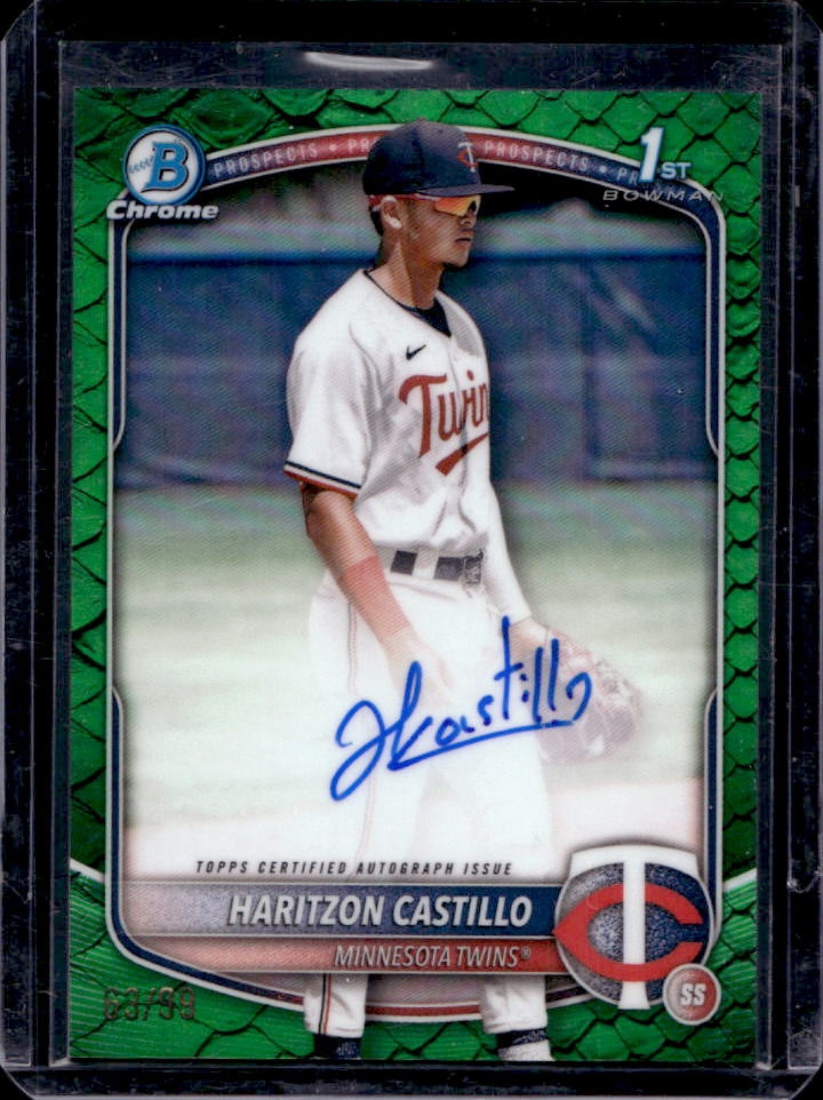 2025 Bowman Chrome Haritzon Castillo Auto Reptilian Green Refractor 1st #63/99