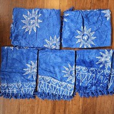 Lot of 5 Batik Sarong Blue Sun Wrap Swimsuit Coverup SMALL HOLES Factory SecondS
