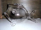 Blenko Style Art Glass Hand Blown Clear Fish Vase Bowl Terrarium 13.5" NEW