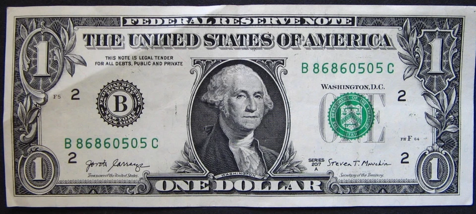 2017A $1 (ONE DOLLAR) - NOTE - FANCY SERIAL NUMBER - "86 86 05 05" - Image 2 of 3