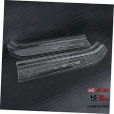 Corvette Clear Door Sill Protectors : C7 Clear w/ Embossed Corvette Script