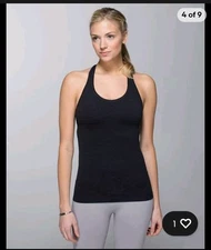 Lululemon Ebb & Flow Racerback Tank Size 4 Heathered Black 