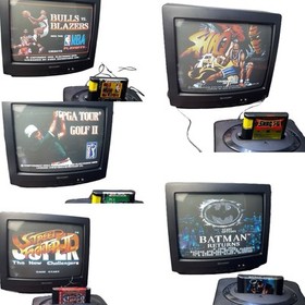 Sega Genesis Model 2 MK-1631 Console w Controller, RF & Power + 5 Games TESTED