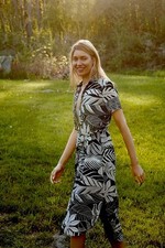 FARM Rio Adonidia Midi Shirtdress Large Black White