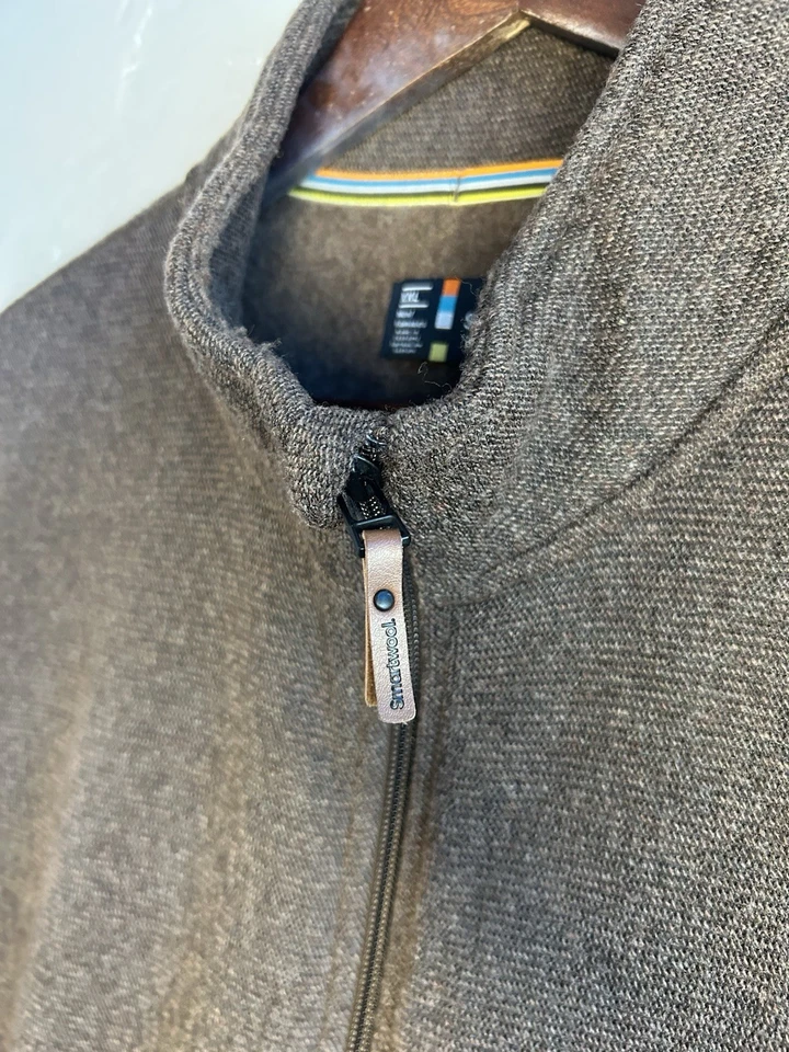 Smartwool Hudson Trail Fleece Vest Recycled Wool XXL Dark Brown Full Zip Hiking - Image 4 of 4