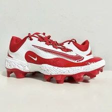 Nike Alpha Huarache Elite 4 Low MCS “White Red” Men’s Size 8-8.5 Baseball Cleats