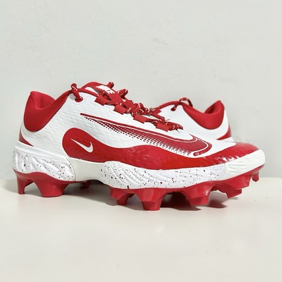 Nike Alpha Huarache Elite 4 Low MCS  White Red  Men s Size 8-8.5 Baseball Cleats
