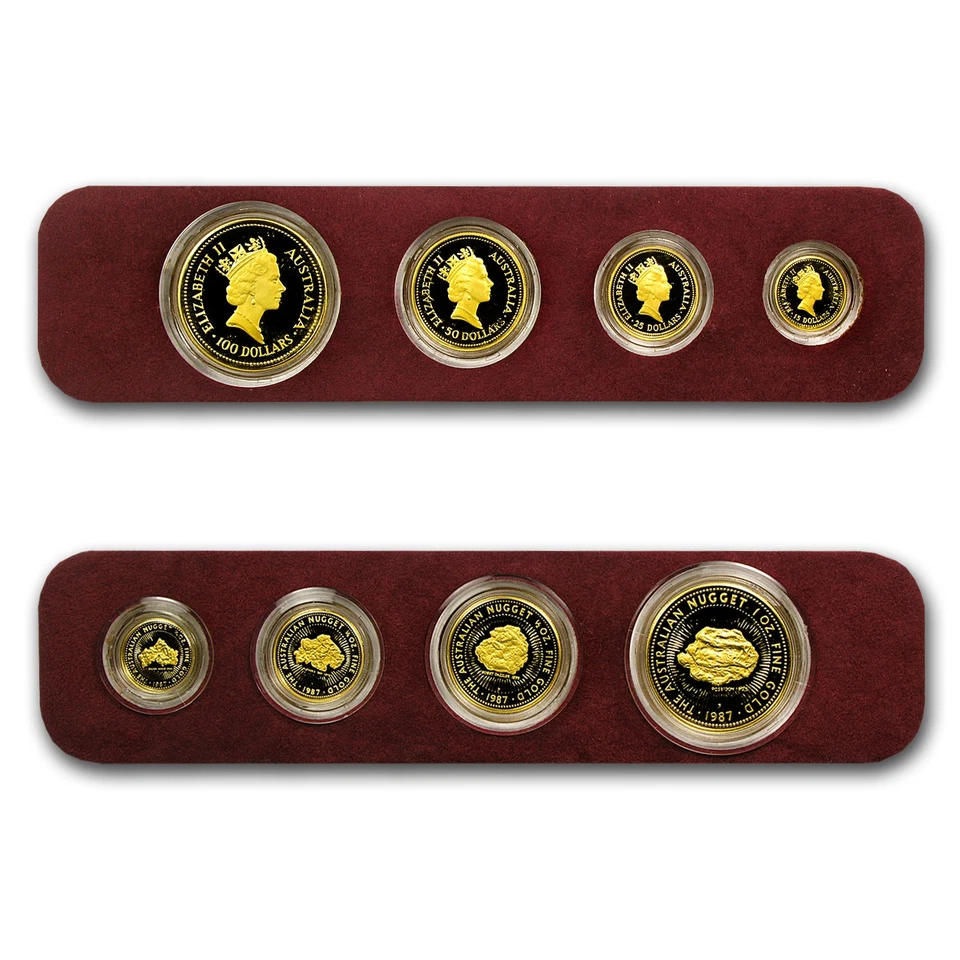 1987 Australia 4-Coin Gold Nugget Proof Set (1.85 oz) - Image 3 of 4
