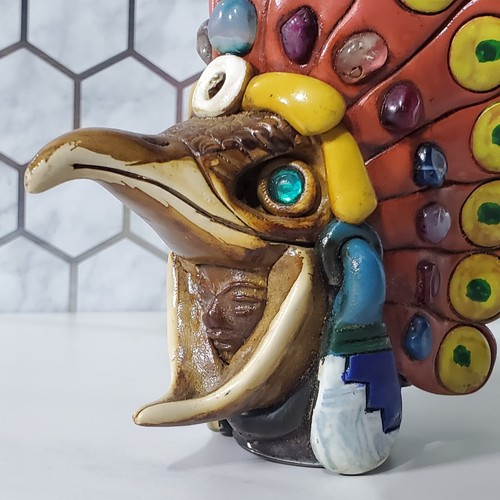 Azteken Adler Geist Handarbeit Tier Krieger Ton Arbeit Schnapsglas Schmuck Augen - Bild 8 von 16