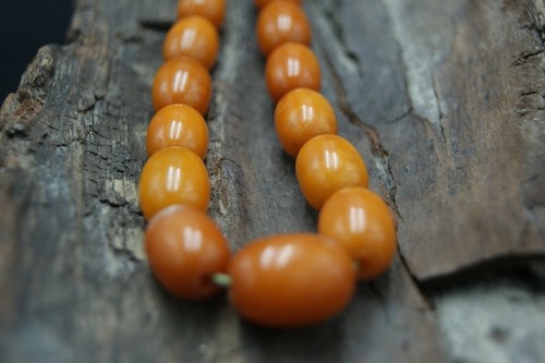 老琥珀 NATURAL BALTIC AMBER EGG BUTTERSCOTCH YOLK OLIVE GRADUATED 19 BEADS W.10.1gr - 第 5/22 張圖片