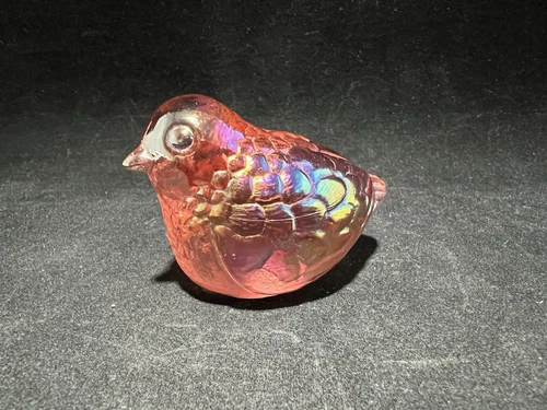 Fenton Art Glass Pink Iridescent Songbird Figurine