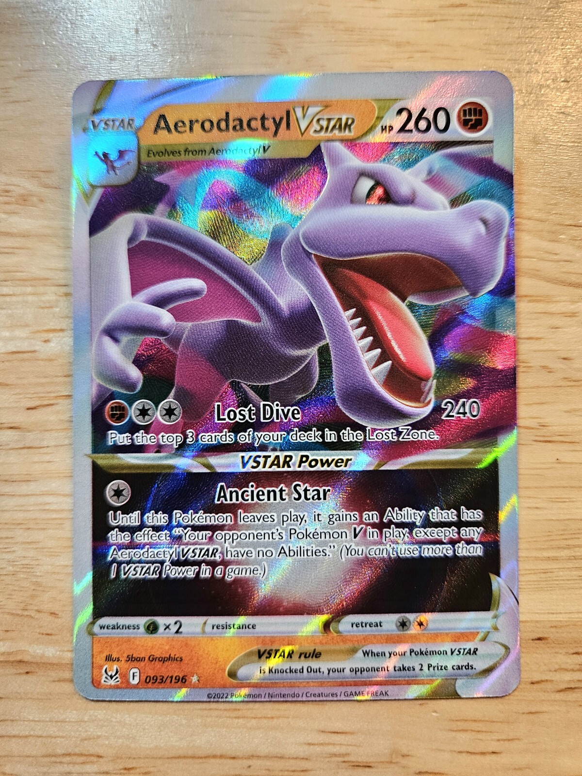 Aerodactyl Vstar 093/196 Lost Origin NM Full Art Ultra Rare Pokemon Card 