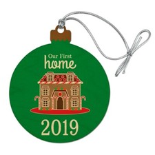 Our First Home 2019 Gingerbread House Wood Christmas Tree Holiday Ornament