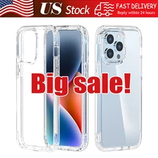 For iPhone 15 14 13 12 11 Pro Max Mini Soft Silicone Clear Cover Shockproof Case