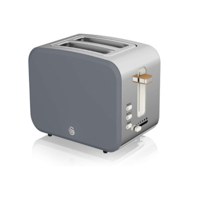 Swan Nordic schiefergrau 2-Scheiben-Toaster modernes Scandi-Design brandneu im Karton