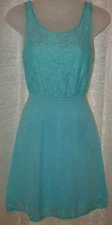 Women's SO Radiance Blue Sleeveless Floral Lace Slip On Dress Size XS