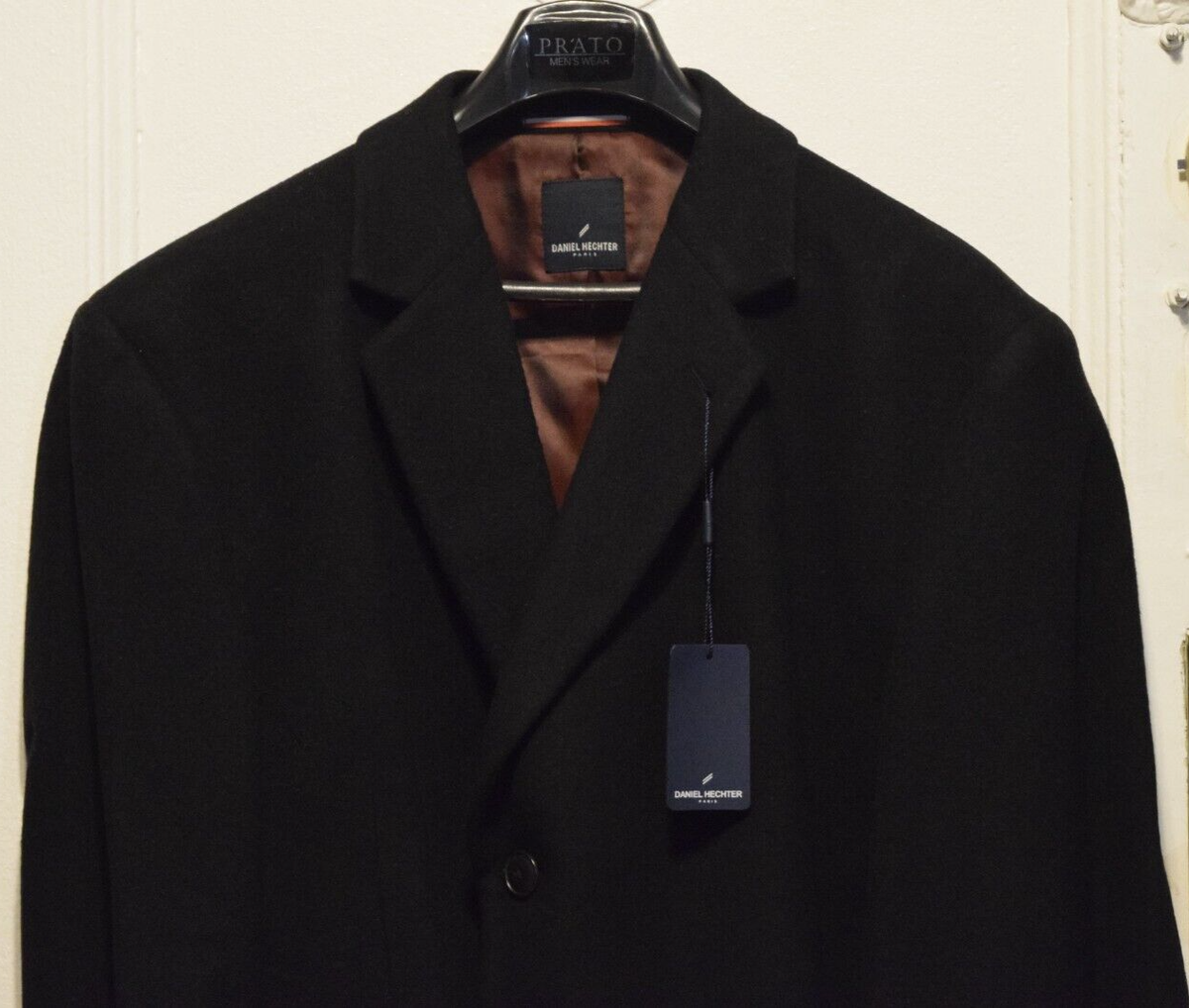 Men's-Designer-Daniel Hechter-Black-Jacket-Coat-Overcoat-Wool-52R