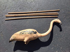 Vintage Cast Stone Pink Flamingo Cement Garden Yard Art Ornament