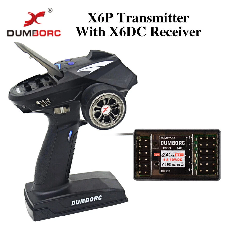 DUMBORC X6P 6CH 2.4G RC Radio Controller Transmitter X6DC Receiver for RC Car - image 3 of 4