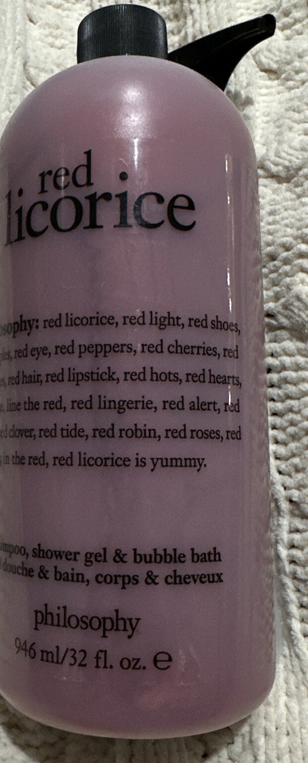 Philosophy Red Licorice Shampoo Shower Gel Bubble Bath Jumbo 32oz 946ml