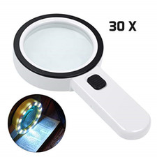 Magnifying Glass with Light, 30X Handheld Large Magnifying Glass 12 LED Lighted