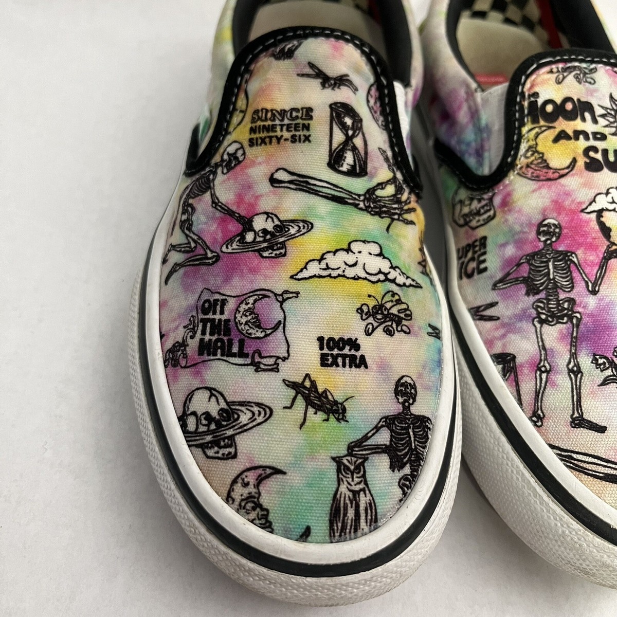 【関税込】VANS Rainbow Tie Dye Slip-On カスタム ユニセックス Customs Rainbow Tie Dye Checkerboard Slip-on in Multicolour