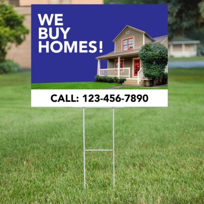 WENWELL 2 Blank Yard Signs with H Metal Stakes 18 x 24 Inch,Real Estate Garage Sale Sign Double Sided,Corrugated Plastic Lawn Sign,DIY Custom Outdoor Signs