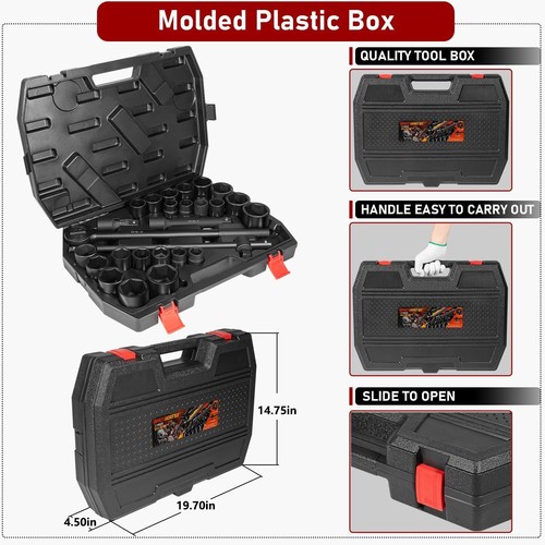 3/4-Inch-Drive Jumbo Master Impact Socket Set Standard SAE 7/8" to 2" 27pcs - Picture 9 of 16
