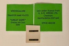 WRENN & Hornby Dublo  3 pairs Transfer names - Golden Eagle/Gt Snipe/N Gresley